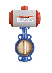 Valvos V2241126-CIFT-ETKILI Wafer Tip AL - Bronz Klape EPDM / NBR Contalı - PNÖMATİK AKTÜATÖRLÜ